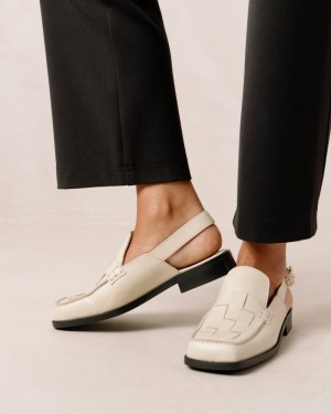 Alohas Abe Braided Cuero Loafers Creme | XQMLA5927