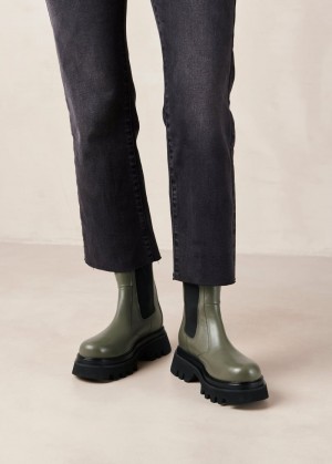 Alohas All Rounder Cuero Boots Verde Oliva | YXFZK9561