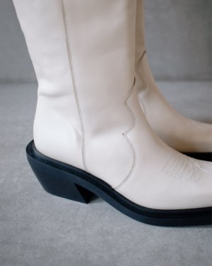 Alohas Cattle Cuero Boots Blancos | SGBUA5460