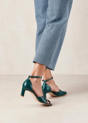 Alohas Cliff Cuero Pumps Verdes | UXIKS4923