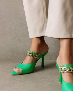 Alohas Daisy Cuero Sandals Verdes | FXHOI9308