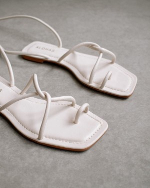 Alohas Encaje It Up Cuero Sandals Blancos | VNHAG7890