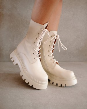 Alohas Globetrotter Cuero Boots Blancos | DEPAO0691