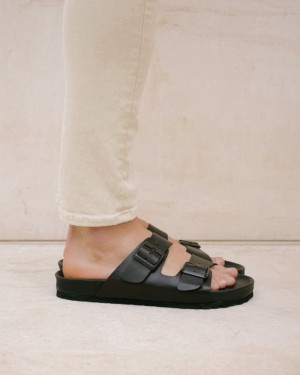 Alohas Homey Cuero Sandals Negros | GCJXO6039