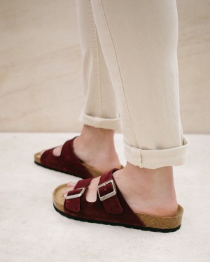 Alohas Homey Cuero Sandals Vino Oscuro | VLNYU1907