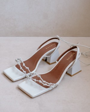 Alohas Juniper Cuero Sandals Blancos | OIMJE7214