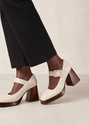 Alohas Oregon Cuero Pumps Creme | GPYXZ0739