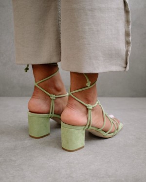 Alohas Paloma Gamuza Sandals Verde Menta | ZBCKH6782