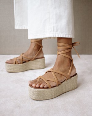 Alohas Paw-Paw Cuero Espadrilles Marrom | WNSKI0362