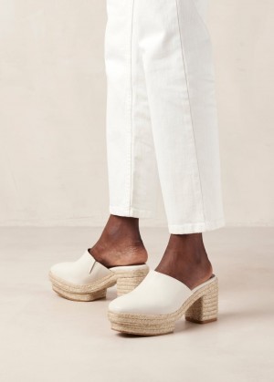 Alohas Pico Cuero Espadrilles Blancos | QTPAV6798