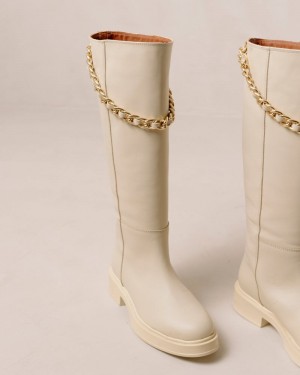 Alohas Pier Cuero Boots Beige | MNBIZ2081