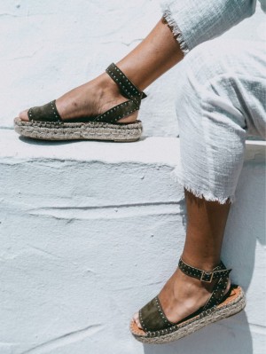 Alohas Rome Gamuza Espadrilles Verde Oliva Verdes | RFEUC8269