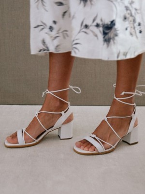 Alohas Sophie Vegan Cuero Sandals Blancos | RKNJM6957