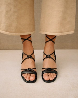 Alohas Sophie Vegan Cuero Sandals Negros | PWYJN4927