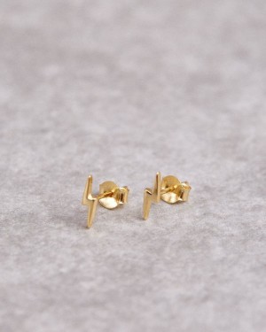 Alohas Thunderbolt Earrings Dorados | QYTXW8250