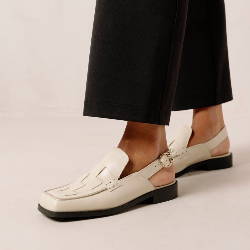 Alohas Abe Braided Cuero Loafers Creme | XQMLA5927