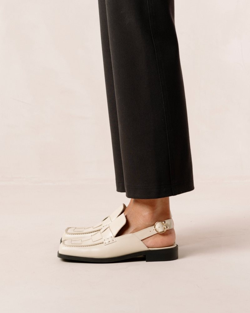 Alohas Abe Braided Cuero Loafers Creme | XQMLA5927