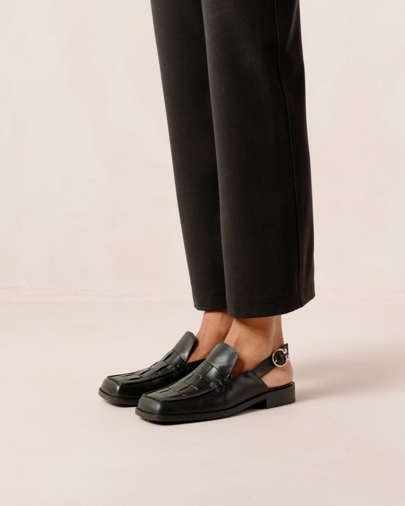 Alohas Abe Braided Cuero Loafers Negros | AOYEK4806