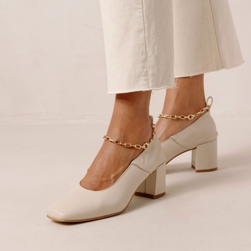 Alohas Agent Anklet Cuero Pumps Blancos | RPDTJ2459