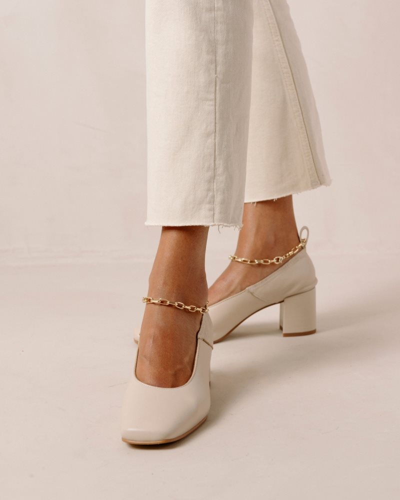 Alohas Agent Anklet Cuero Pumps Blancos | RPDTJ2459