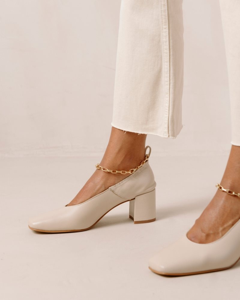 Alohas Agent Anklet Cuero Pumps Blancos | RPDTJ2459