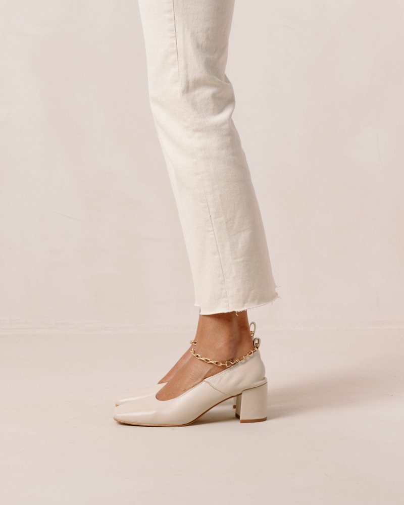 Alohas Agent Anklet Cuero Pumps Blancos | RPDTJ2459