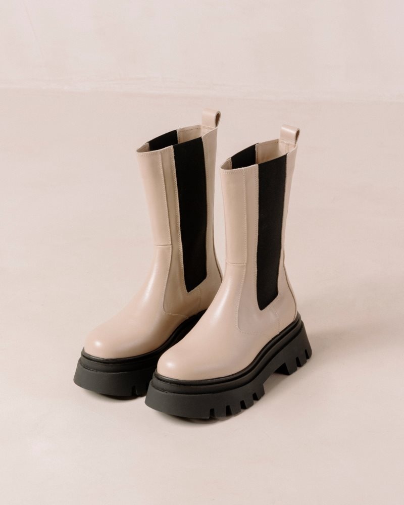 Alohas All Rounder Cuero Boots Grises Beige | VBANS6142