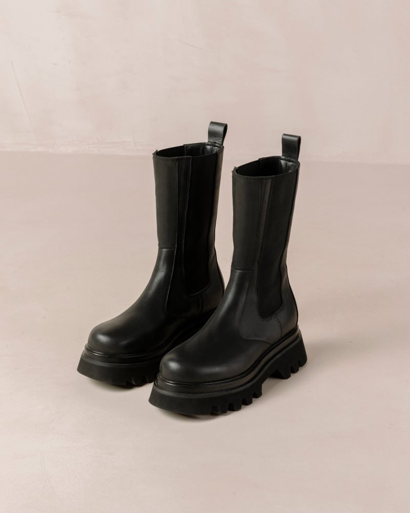 Alohas All Rounder Cuero Boots Negros | UOEMY7862