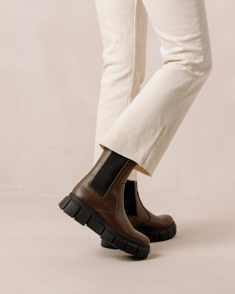 Alohas Armor Cuero Boots Cafes Marrom | OEBLV1589