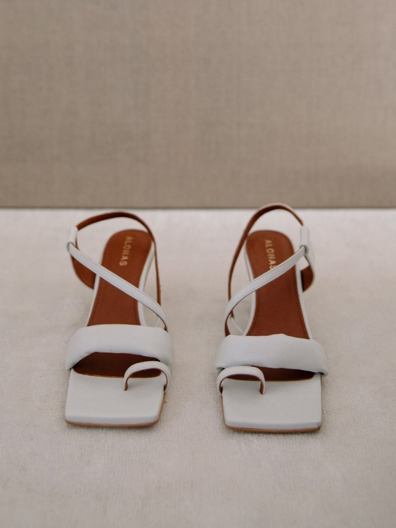 Alohas Asymmetric Straps Cuero Mules Ice | DPQLG8316