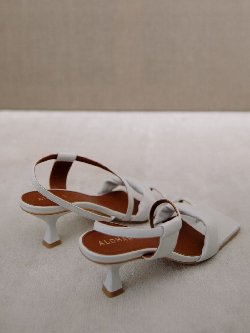 Alohas Asymmetric Straps Cuero Mules Ice | DPQLG8316