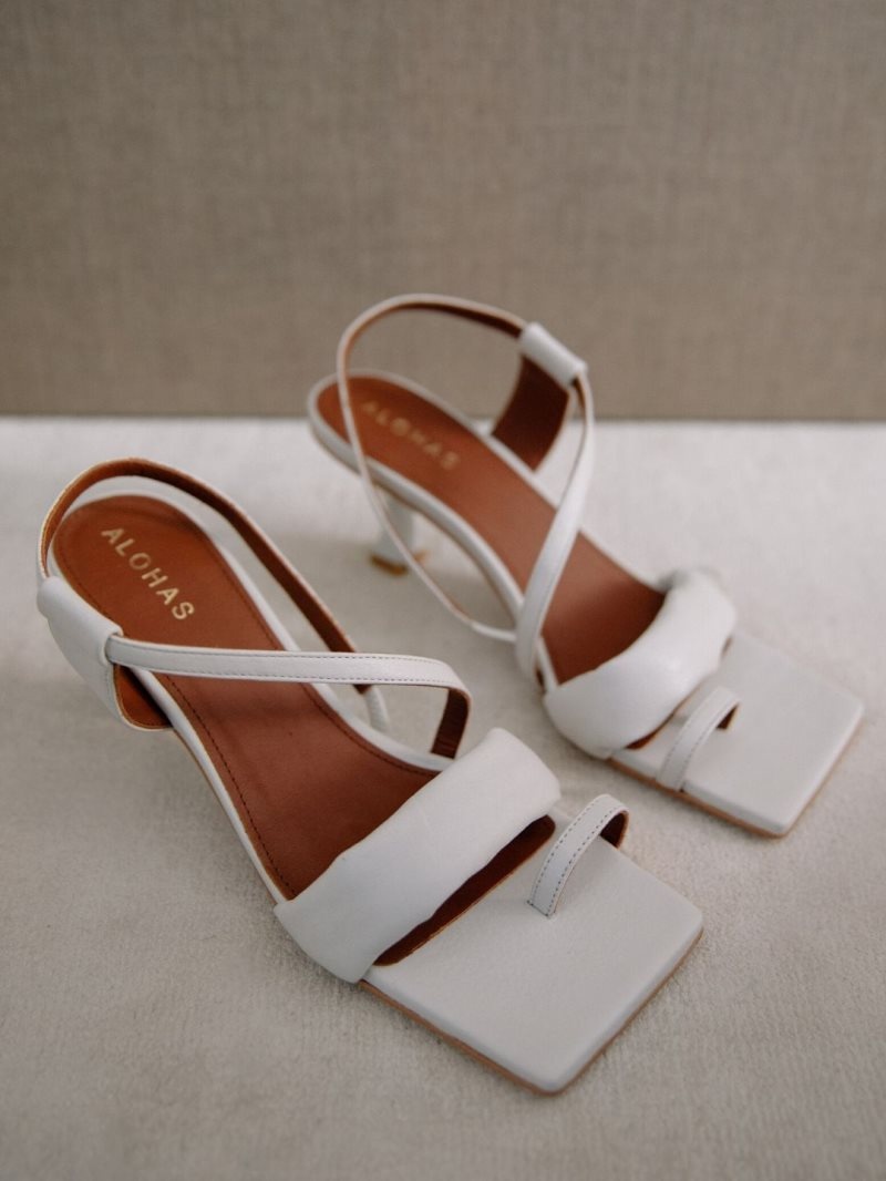 Alohas Asymmetric Straps Cuero Mules Ice | DPQLG8316