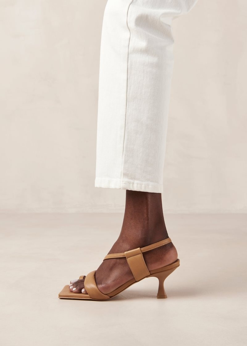 Alohas Asymmetric Straps Cuero Mules Marrom | RTCFO5091