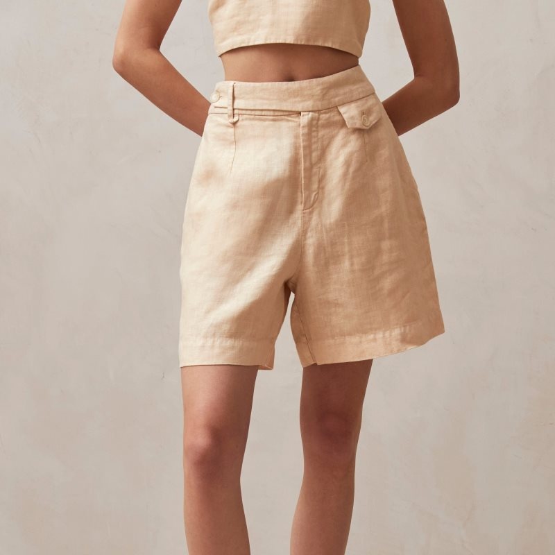 Alohas Boa Linen Shorts Beige | ECPTM9673