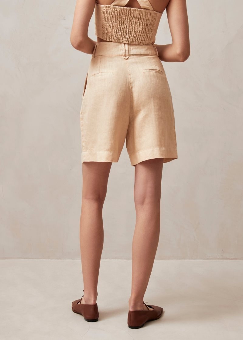 Alohas Boa Linen Shorts Beige | ECPTM9673