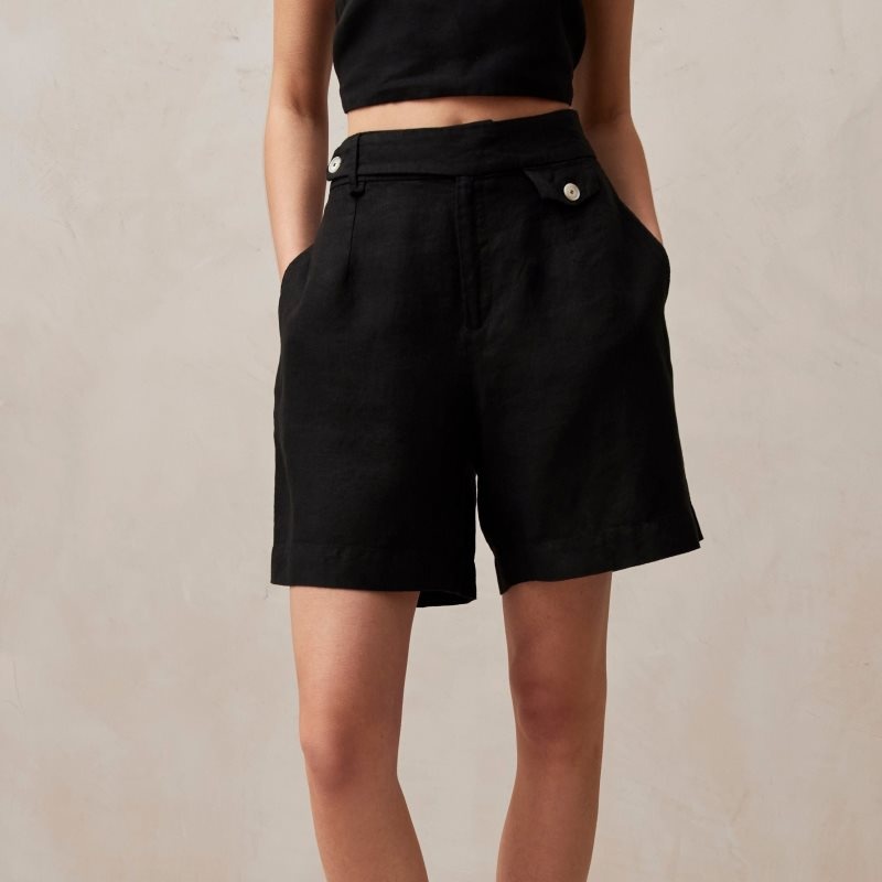 Alohas Boa Linen Shorts Negros | SADQG5804