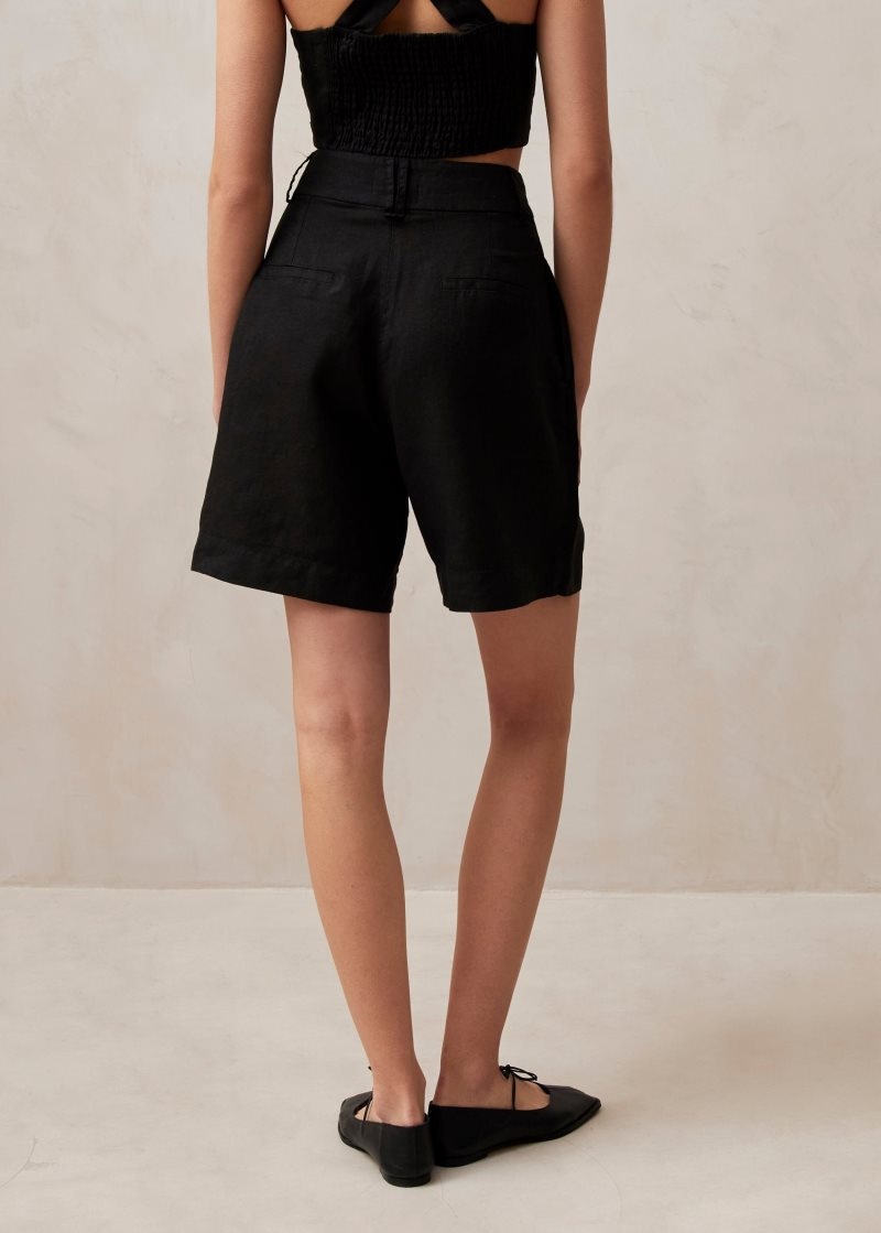 Alohas Boa Linen Shorts Negros | SADQG5804