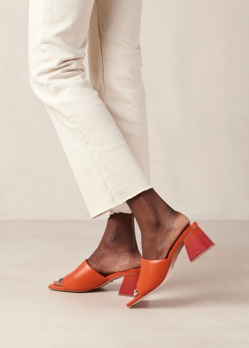 Alohas Brushed Degrade Cuero Sandals Naranjas | HZKFU2154