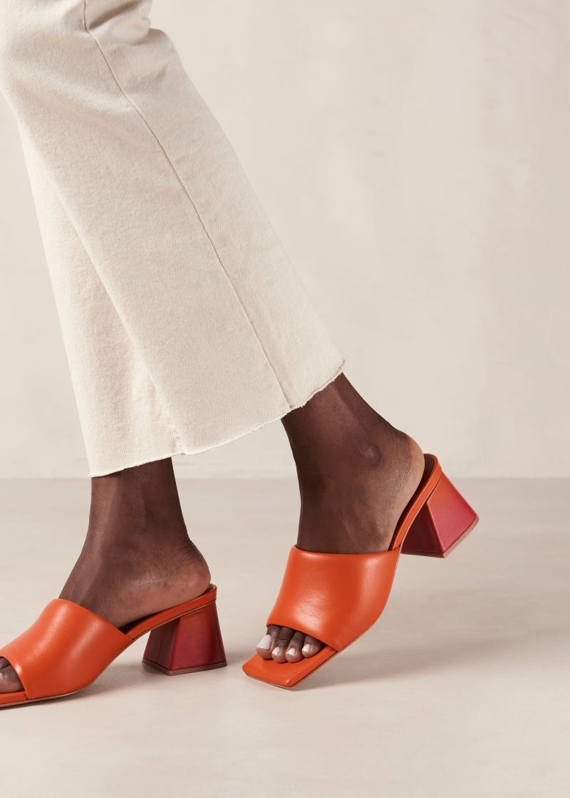 Alohas Brushed Degrade Cuero Sandals Naranjas | HZKFU2154