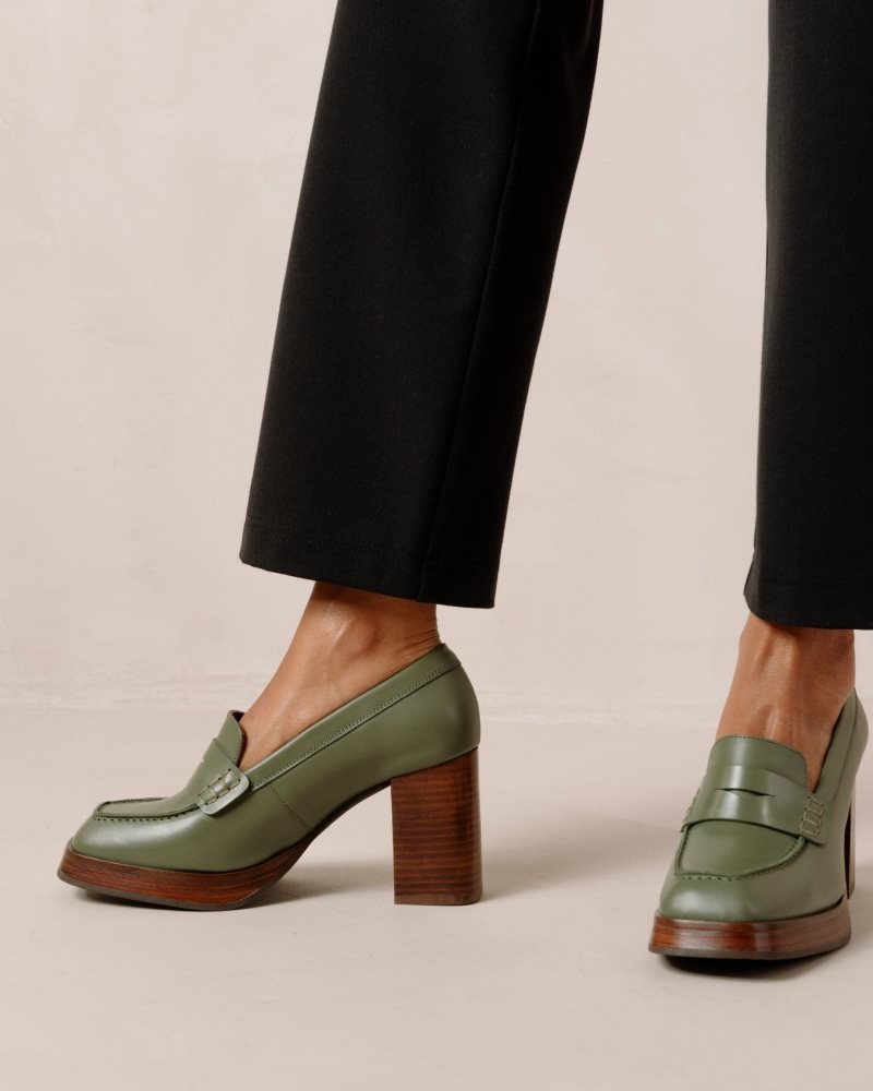 Alohas Busy Cuero Loafers Verde Oliva | ORCJD8409