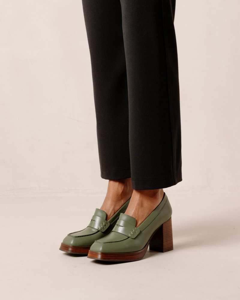 Alohas Busy Cuero Loafers Verde Oliva | ORCJD8409