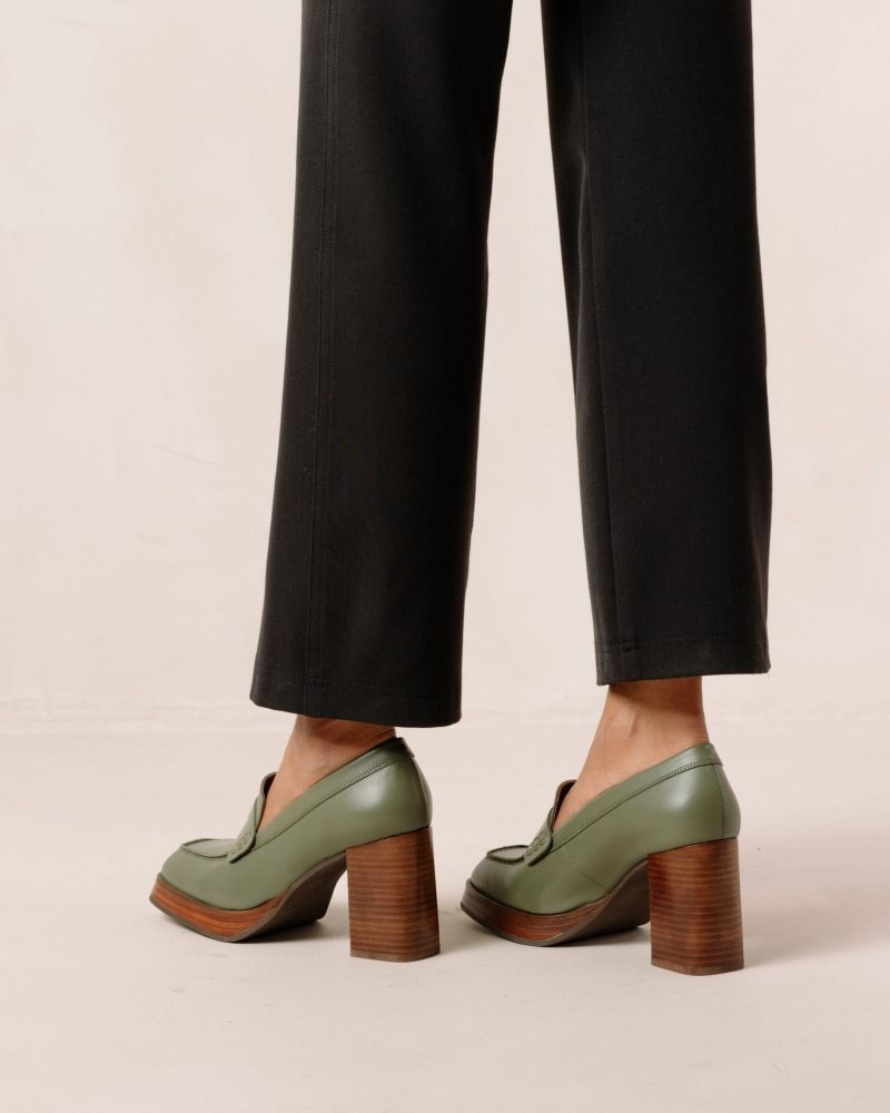 Alohas Busy Cuero Loafers Verde Oliva | ORCJD8409