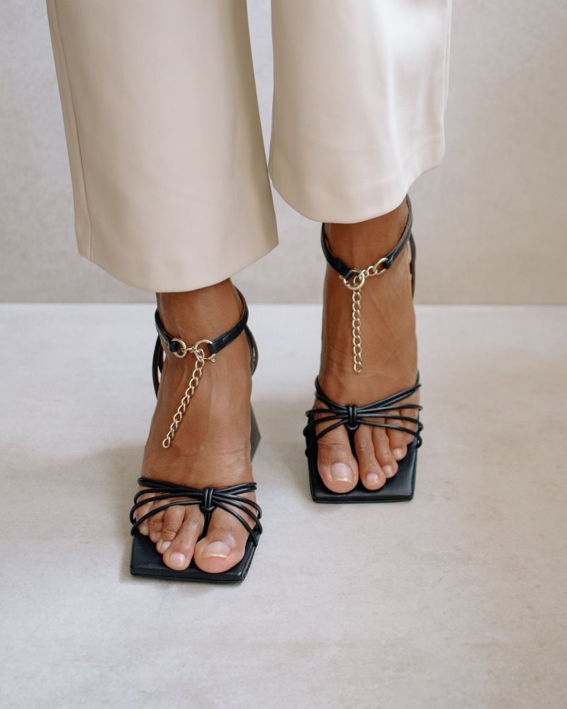 Alohas Cactus Cuero Sandals Negros | KGSXR4725