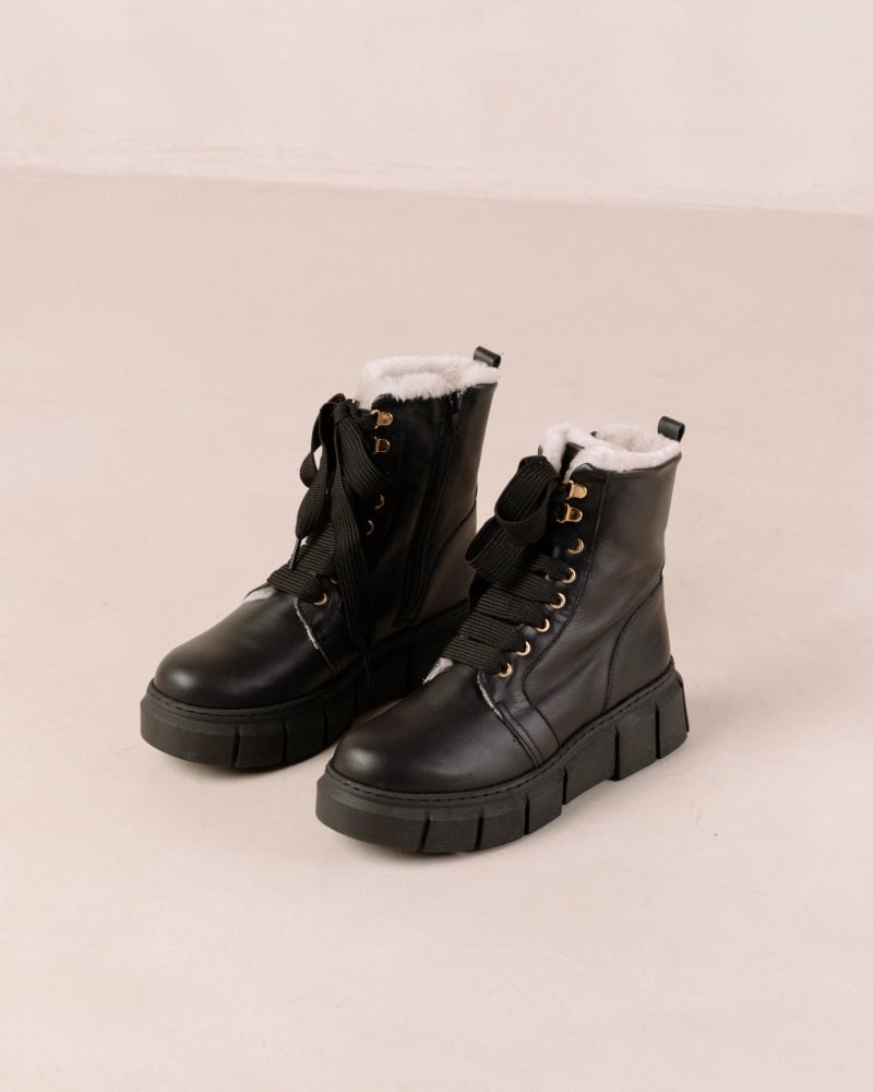 Alohas Can Can Cuero Shearling Boots Negros | MLUFY5436