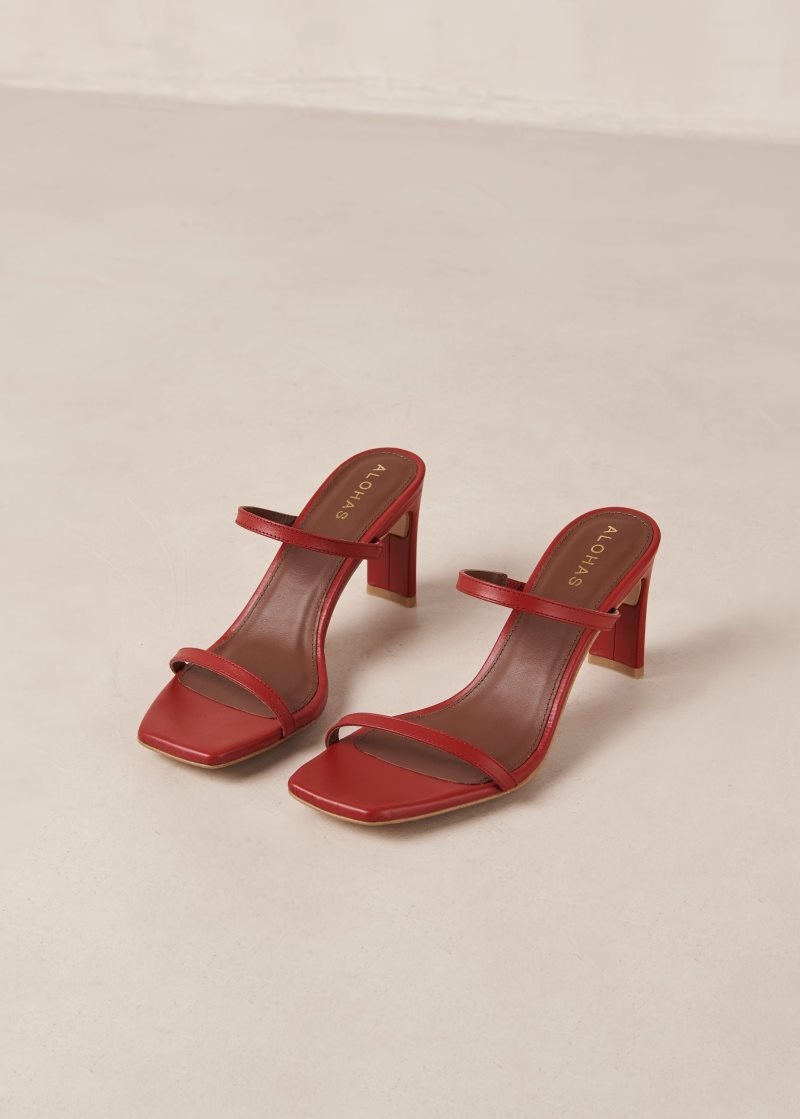 Alohas Cannes Cuero Sandals Rojos | DQKSC8476