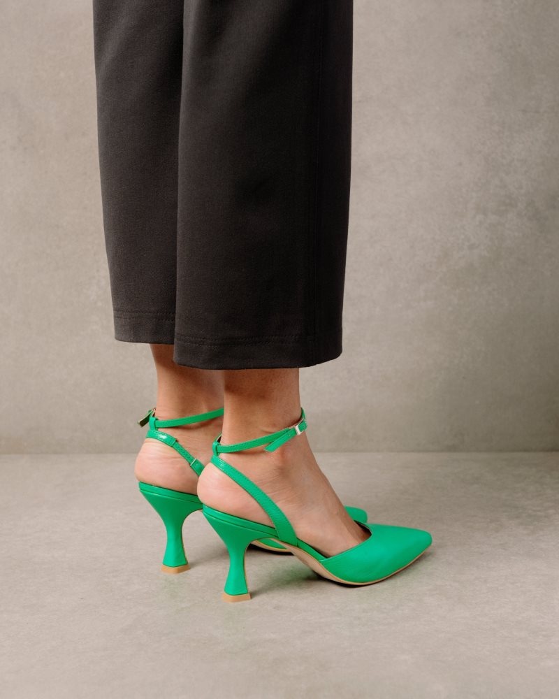 Alohas Cinderella Bright Cuero Pumps Verdes | ESCBI1785