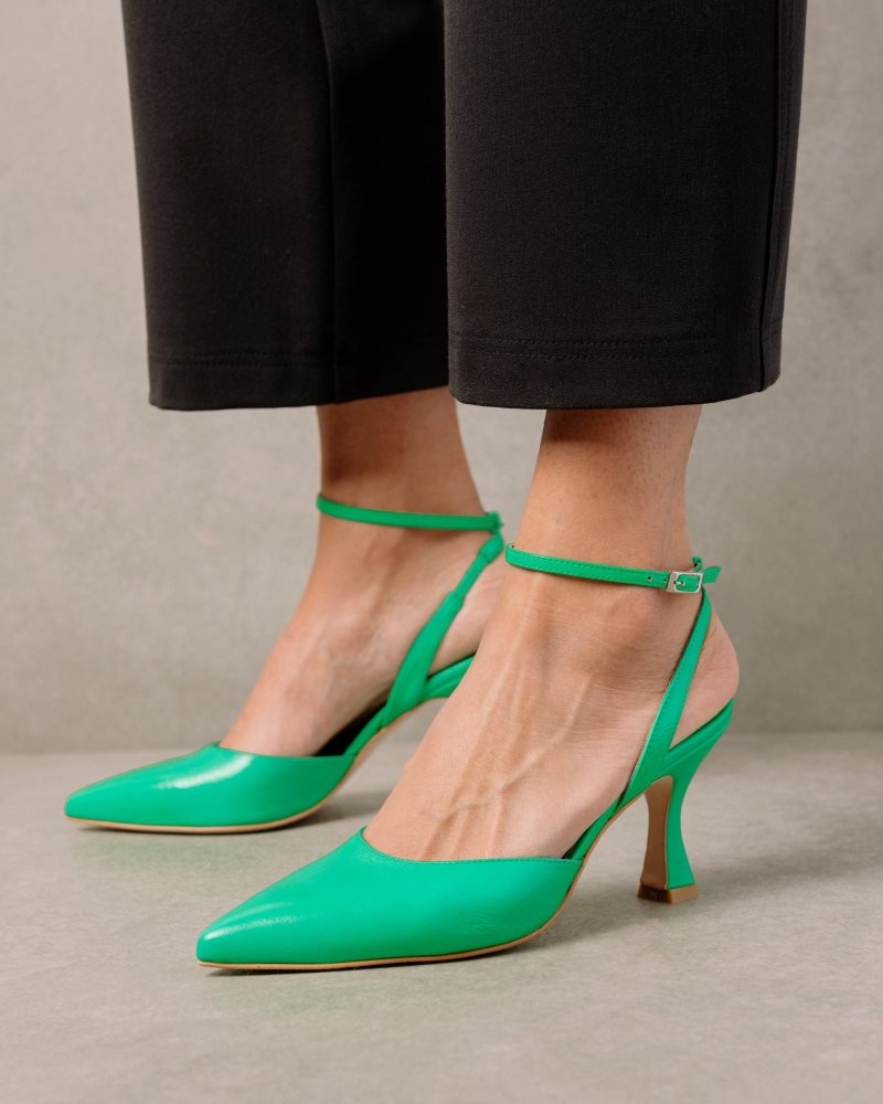 Alohas Cinderella Bright Cuero Pumps Verdes | ESCBI1785