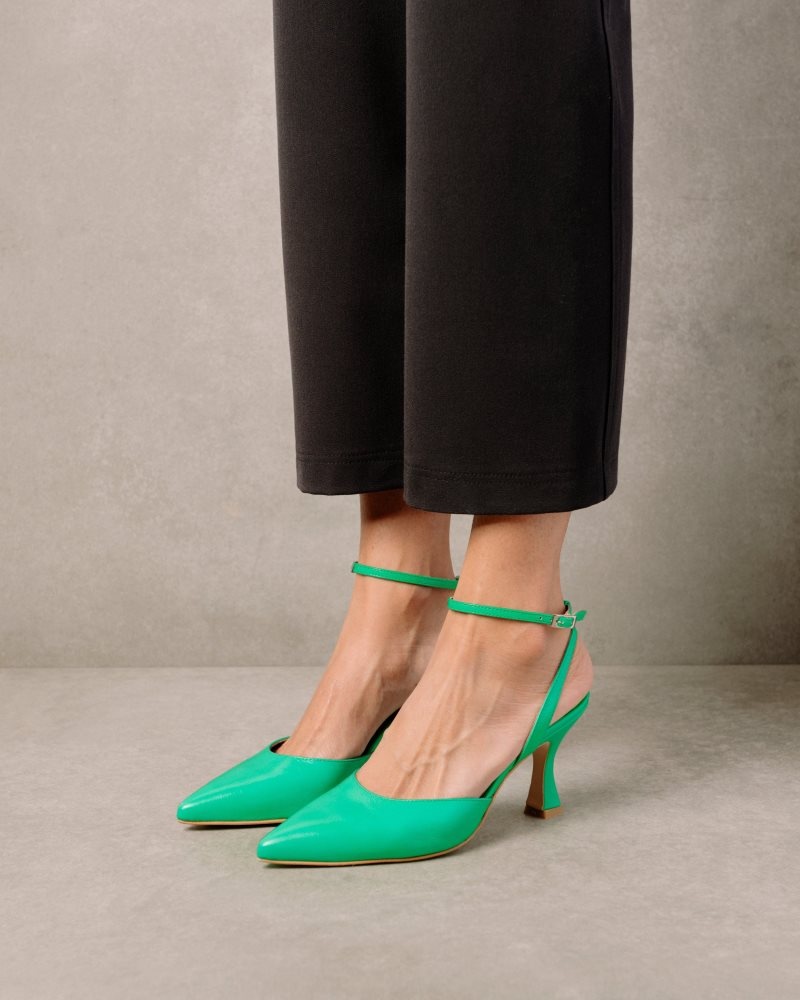 Alohas Cinderella Bright Cuero Pumps Verdes | ESCBI1785