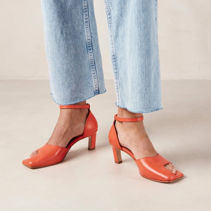 Alohas Cliff Cuero Pumps Naranjas | FWZVL4097