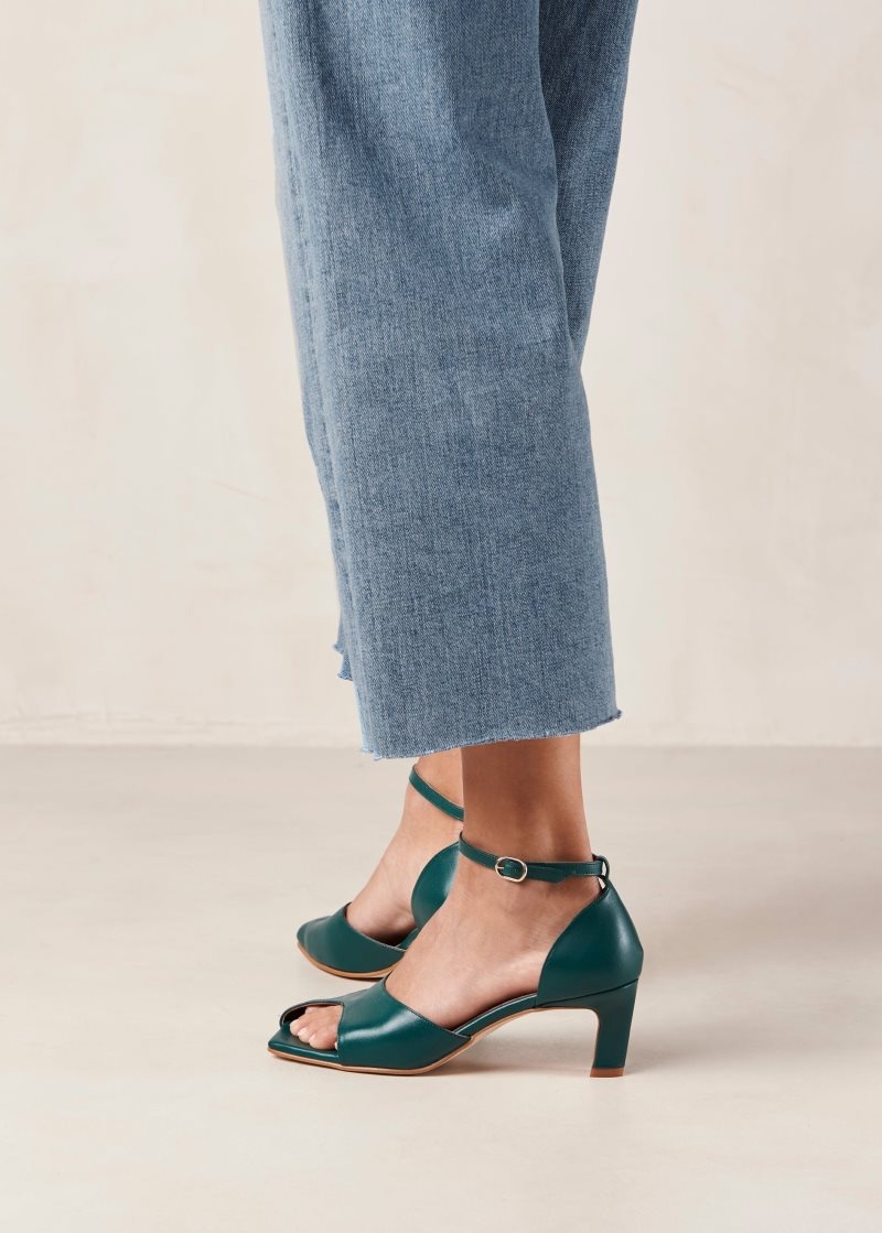 Alohas Cliff Cuero Pumps Verdes | UXIKS4923